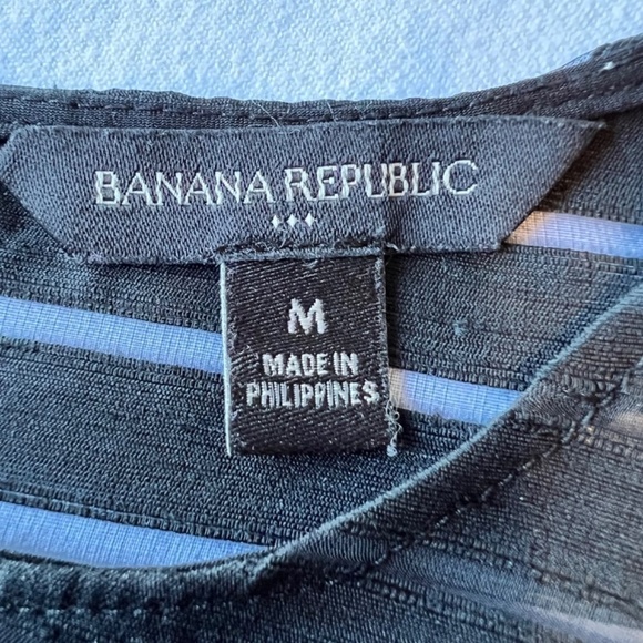 Banana Republic striped solid and sheer black top - Picture 3 of 10